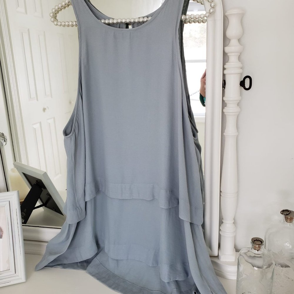 NEW Free People Top Peek-a-Boo Back Fly Away Blue Size Large NWT Sleeveless